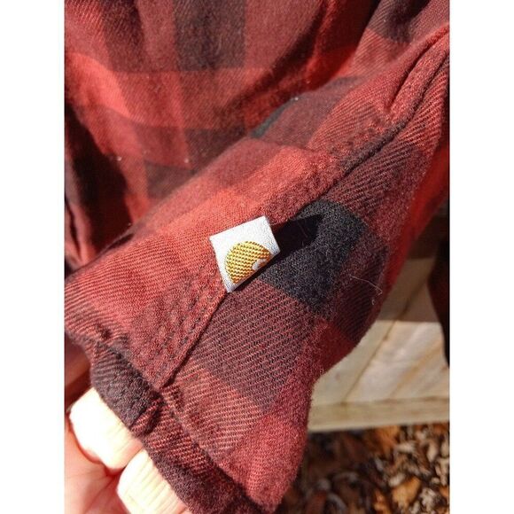 Carhartt Flannel Shirt Red Plaid Juniors XS 0/2 - Picture 4 of 6